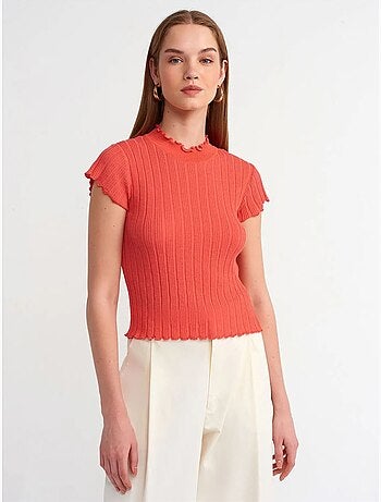 Camisola canelada slim fit com meia gola alta dilvin