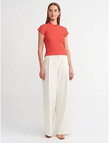 Camisola canelada slim fit com meia gola alta dilvin