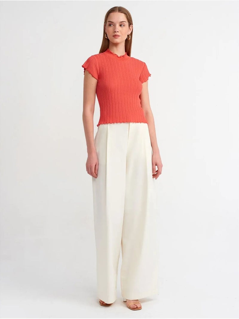 Camisola canelada slim fit com meia gola alta dilvin Laranja - Kiabi