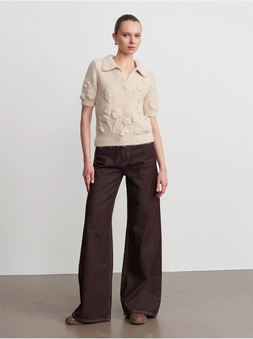 Camisola canelada texturizada com gola polo - Kiabi Camisola canelada texturizada com gola polo - Kiabi