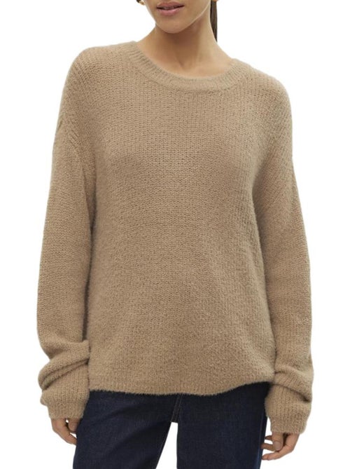 Camisola castanha clara de mulher vero moda com mangas abufar - Kiabi