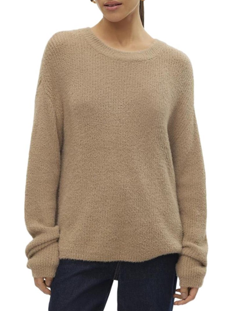 Camisola Castanha Clara de Mulher Vero Moda com Mangas Abufar Castanho-capuccino - Kiabi