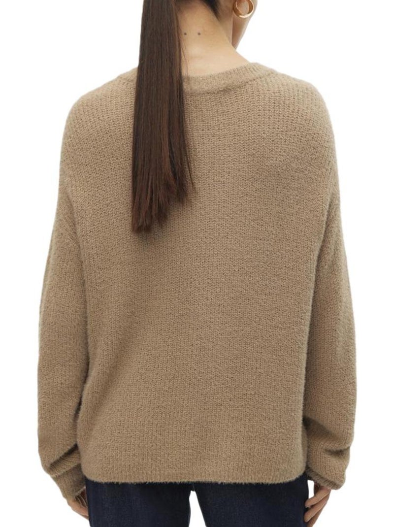 Camisola Castanha Clara de Mulher Vero Moda com Mangas Abufar Castanho-capuccino - Kiabi