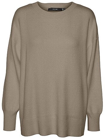Camisola vero moda nancy castanha e branca para mulher