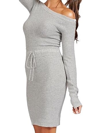 Camisola cinzenta de mulher guess com ombro descaído