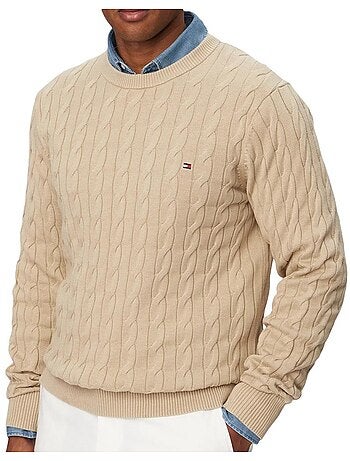 Camisola clássica bege tommy hilfiger para homem