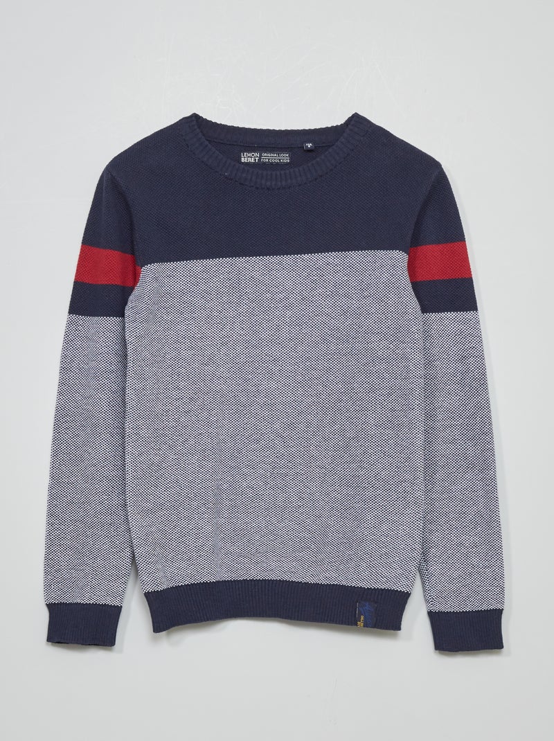 Camisola color-block em malha CINZA - Kiabi