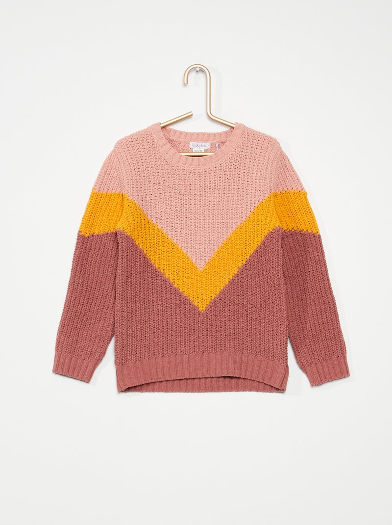 Camisola colorblock Rosa - Kiabi
