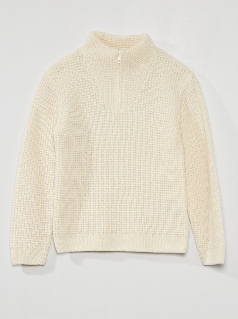 Camisola colorida com gola de fecho BRANCO - Kiabi