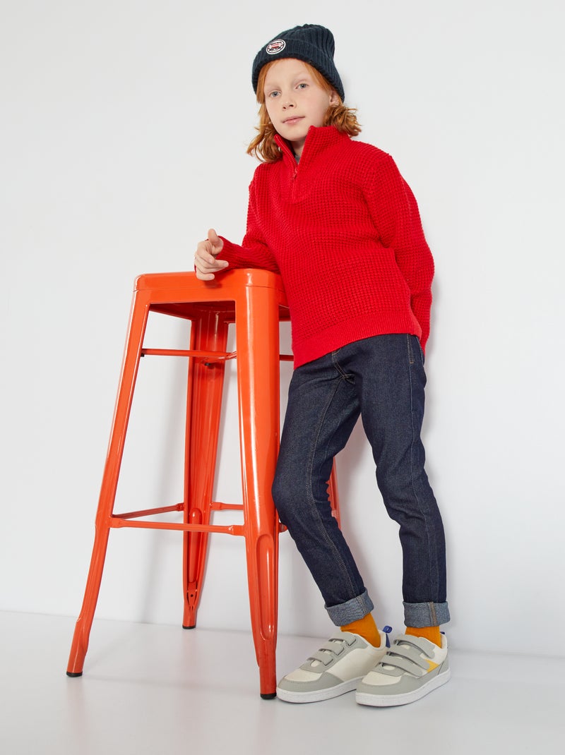 Camisola colorida com gola de fecho VERMELHO - Kiabi