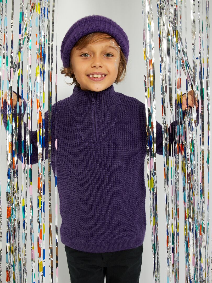 Camisola colorida com gola de fecho Violeta - Kiabi