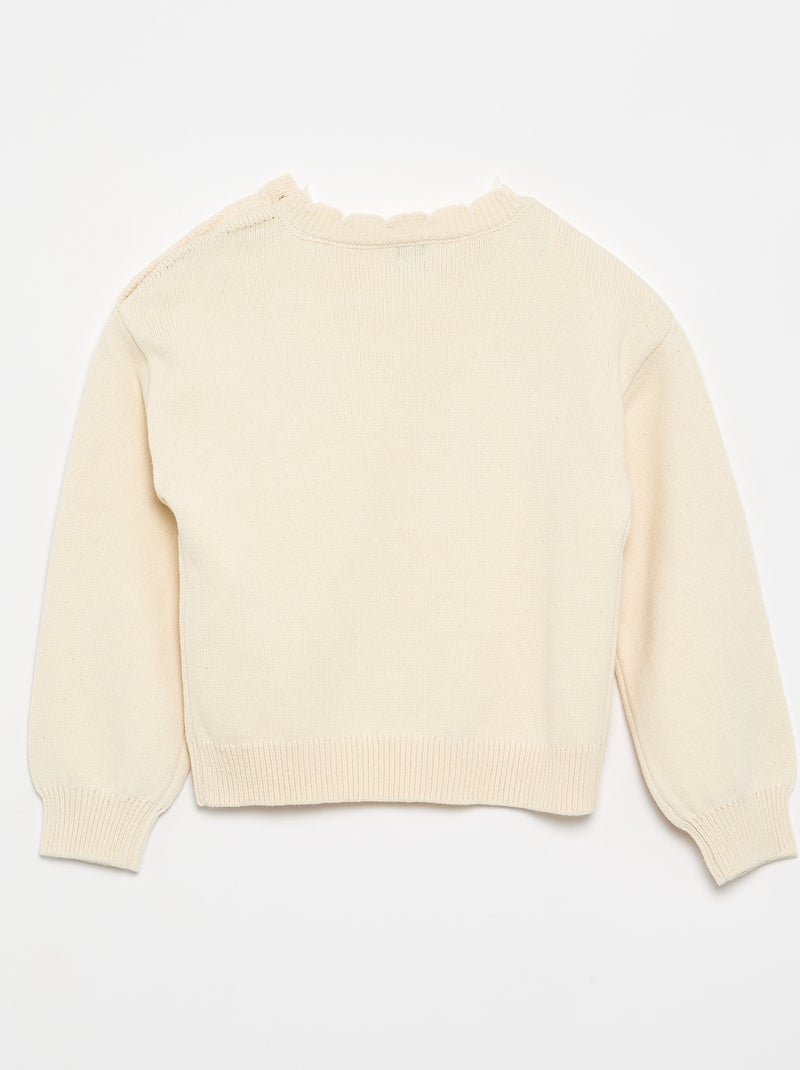 Camisola com abertura de botões no ombro Branco - Kiabi