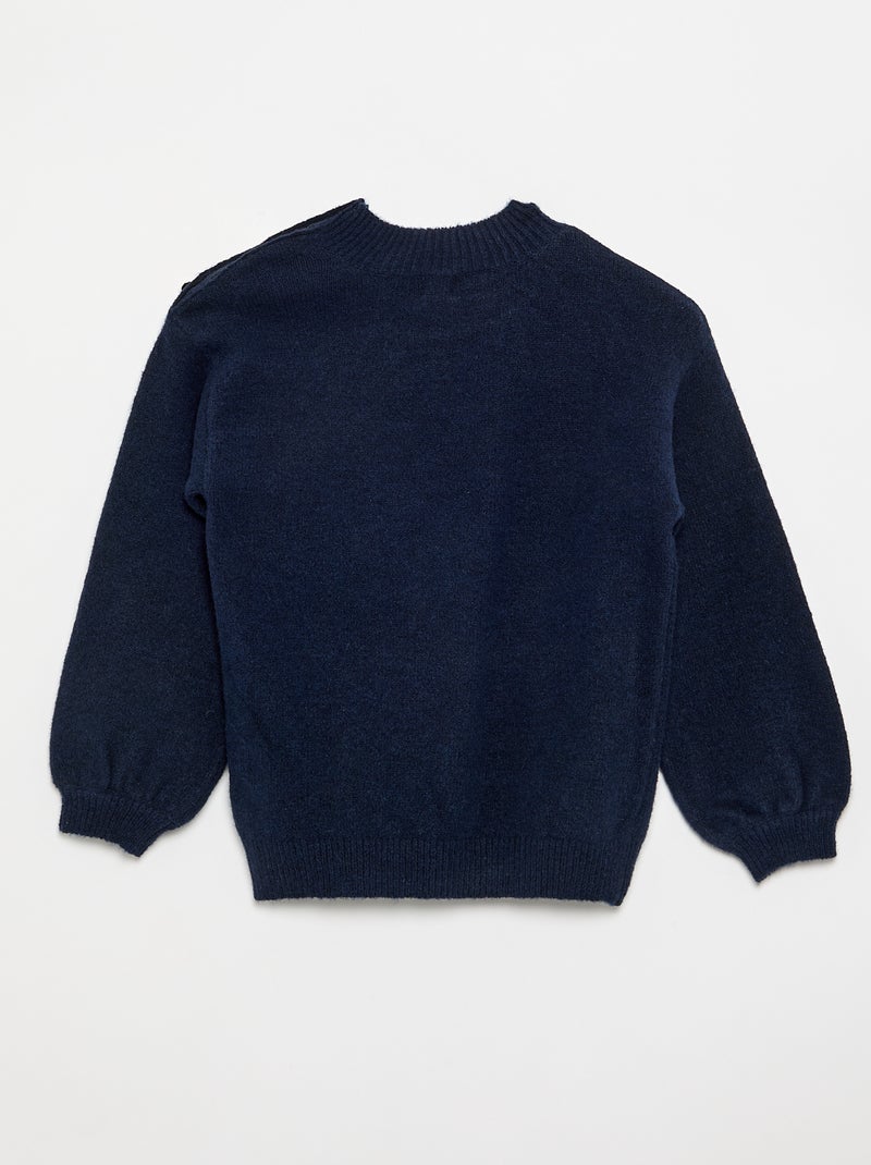 Camisola com abertura no ombro com ímanes Azul marinho - Kiabi