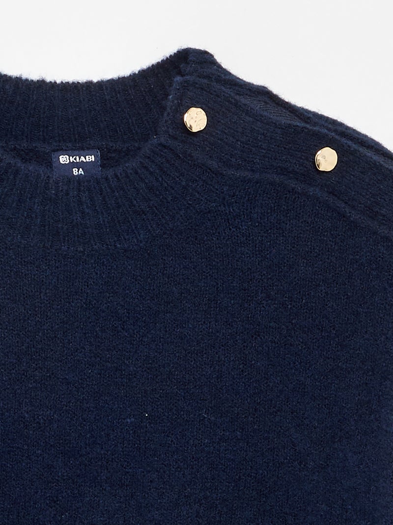 Camisola com abertura no ombro com ímanes Azul marinho - Kiabi