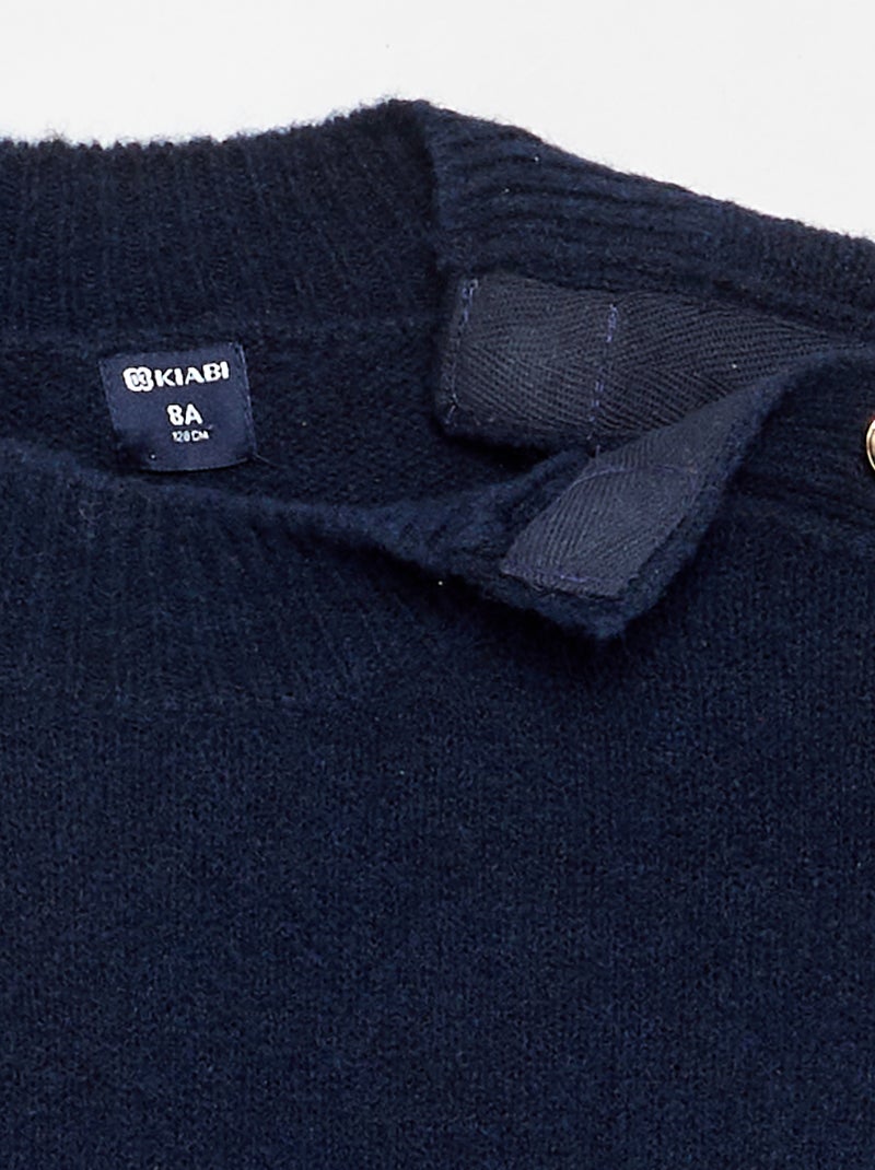 Camisola com abertura no ombro com ímanes Azul marinho - Kiabi