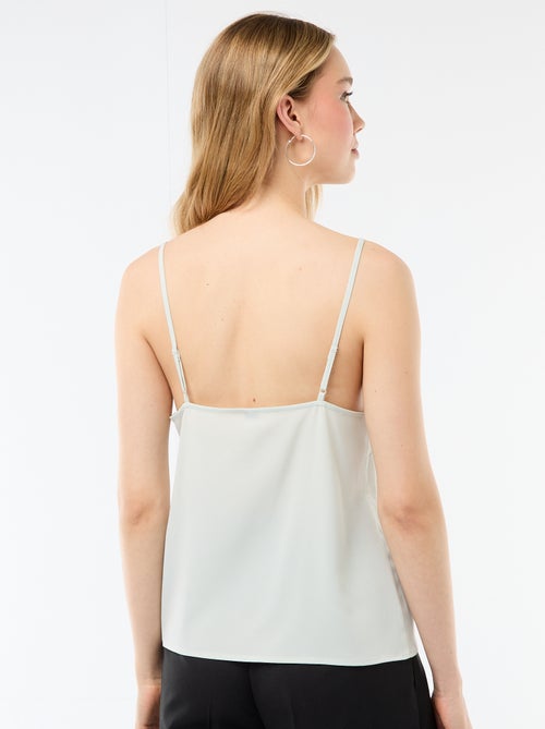 Camisola com alças finas ajustáveis e gola em renda - Kiabi