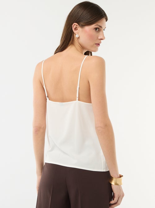 Camisola com alças finas ajustáveis e gola em renda - Kiabi