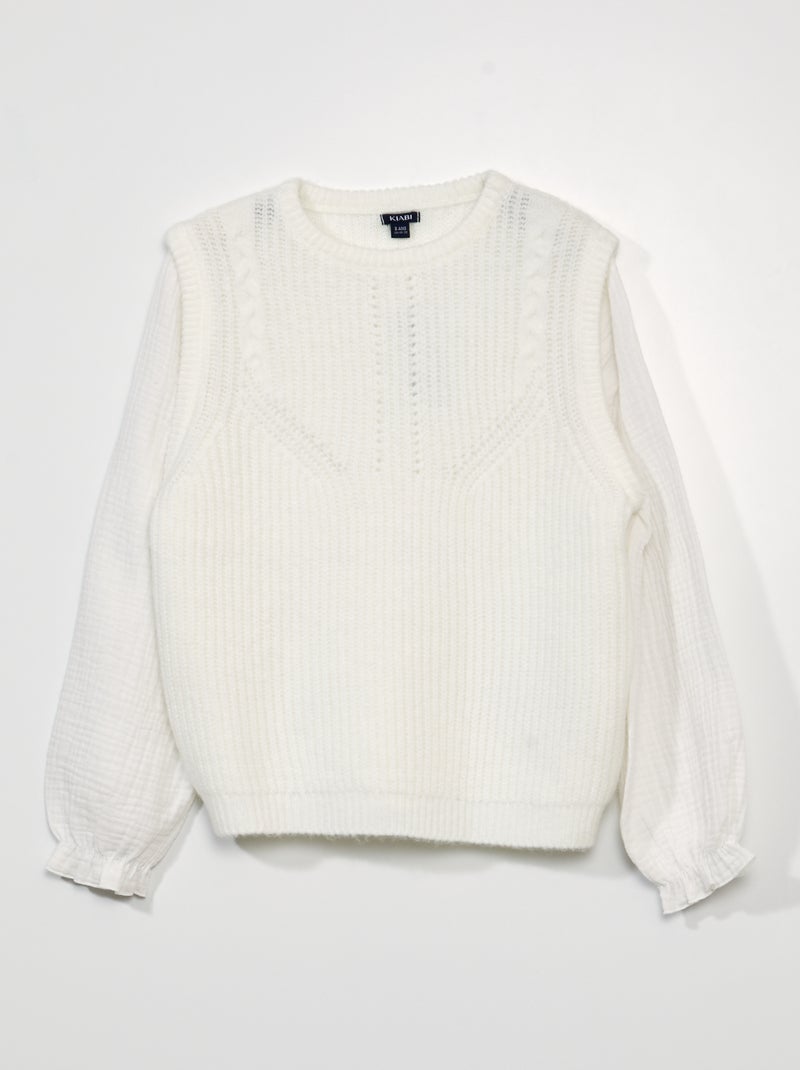 Camisola com aparência enganadora com casaco sem manga Branco - Kiabi