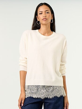 Camisola com aplicação de renda