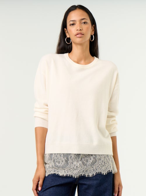 Camisola com aplicação de renda - Kiabi