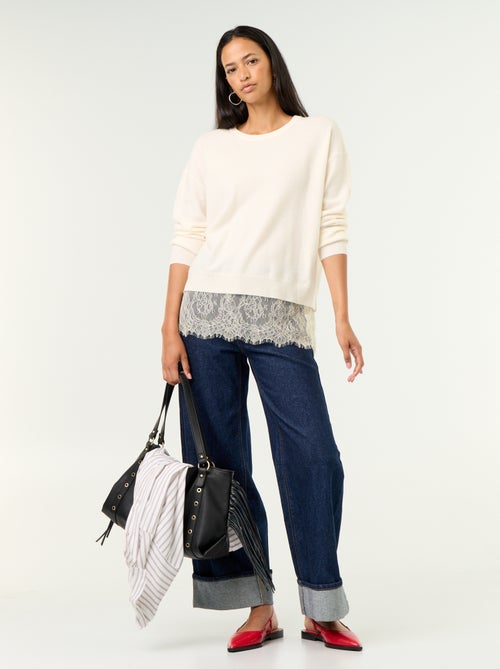 Camisola com aplicação de renda - Kiabi