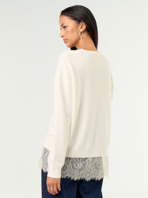 Camisola com aplicação de renda - Kiabi