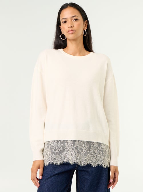 Camisola com aplicação de renda - Kiabi