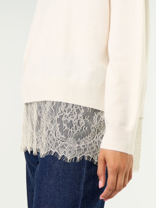 Camisola com aplicação de renda - Kiabi