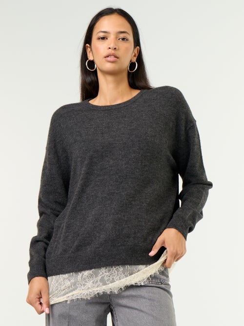 Camisola com aplicação de renda - Kiabi
