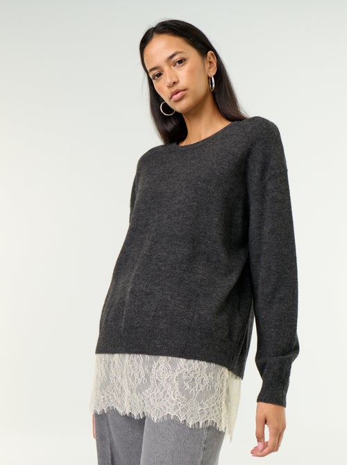 Camisola com aplicação de renda - Kiabi