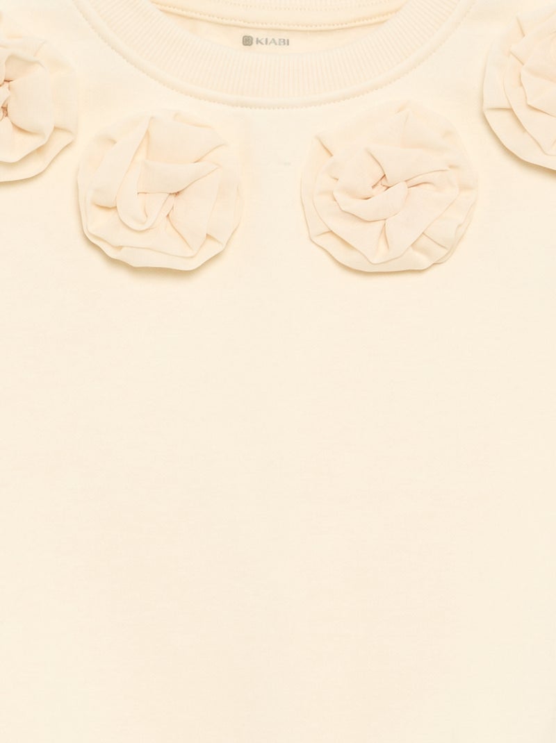 Camisola com aplicações de 'flores' em 3 dimensões Cru - Kiabi