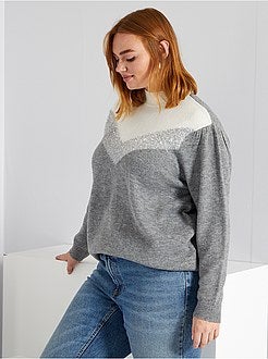 Camisola com bloco de cor em lurex - Kiabi