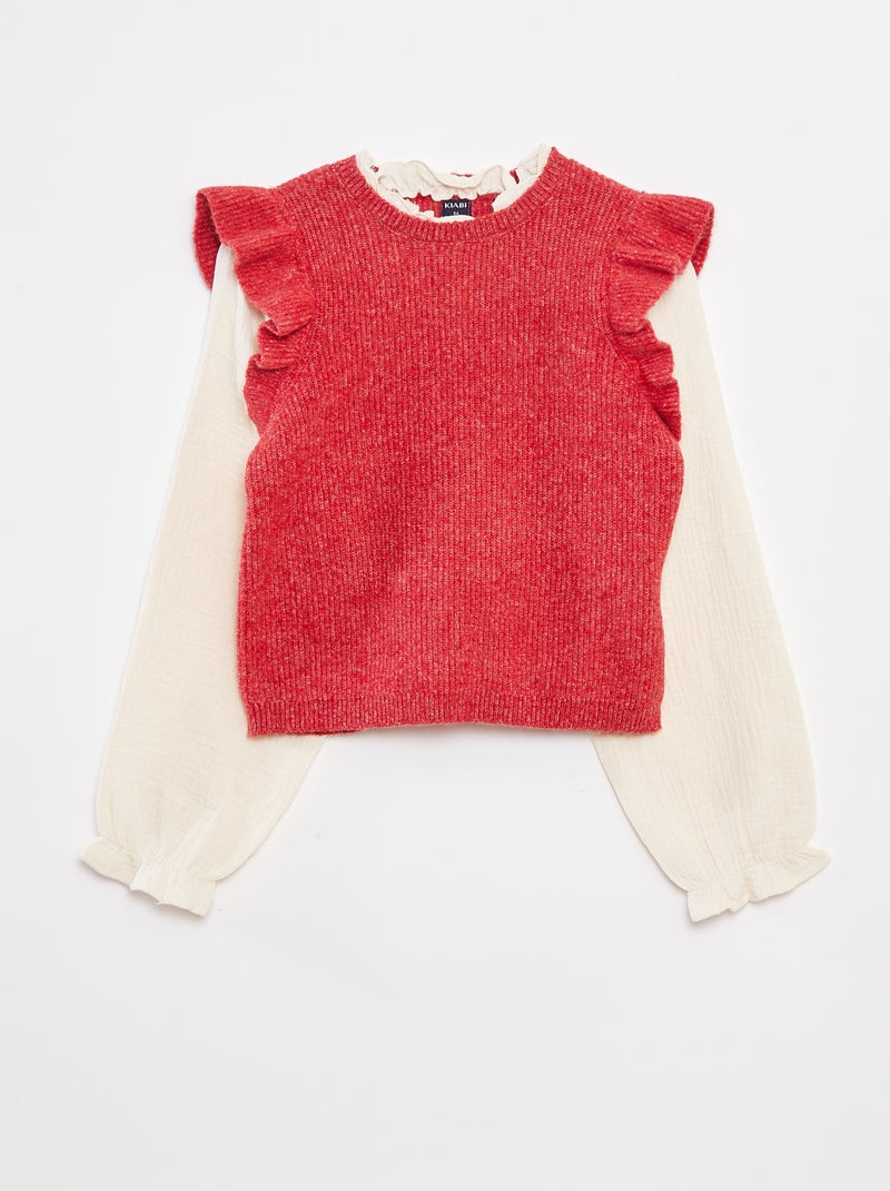 Camisola com blusa 2 em 1 Vermelho - Kiabi