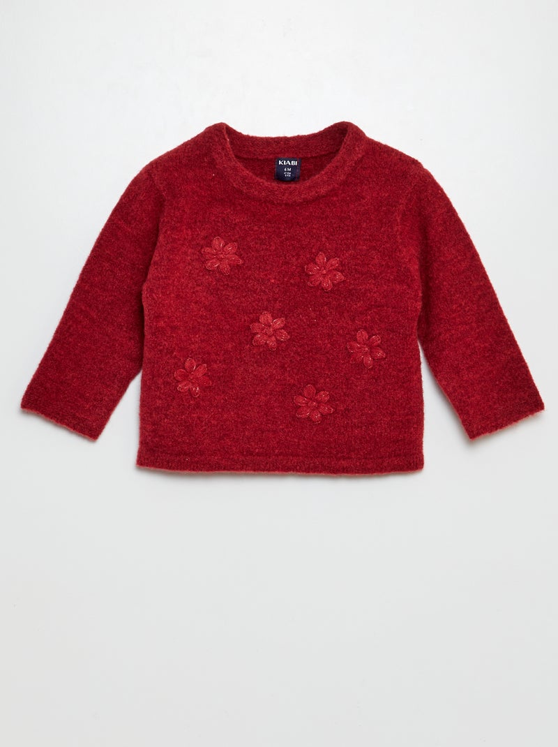 Camisola com bordado floral VERMELHO - Kiabi