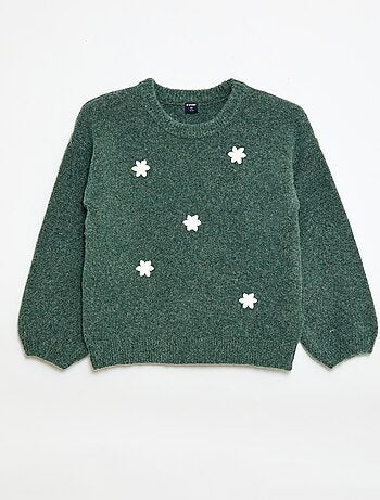 Camisola com bordados de flores