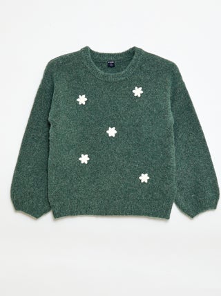 Camisola com bordados de flores