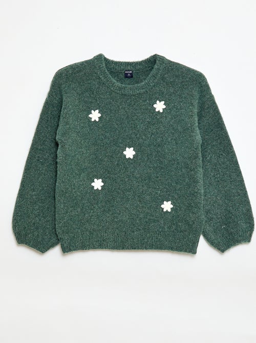 Camisola com bordados de flores - Kiabi