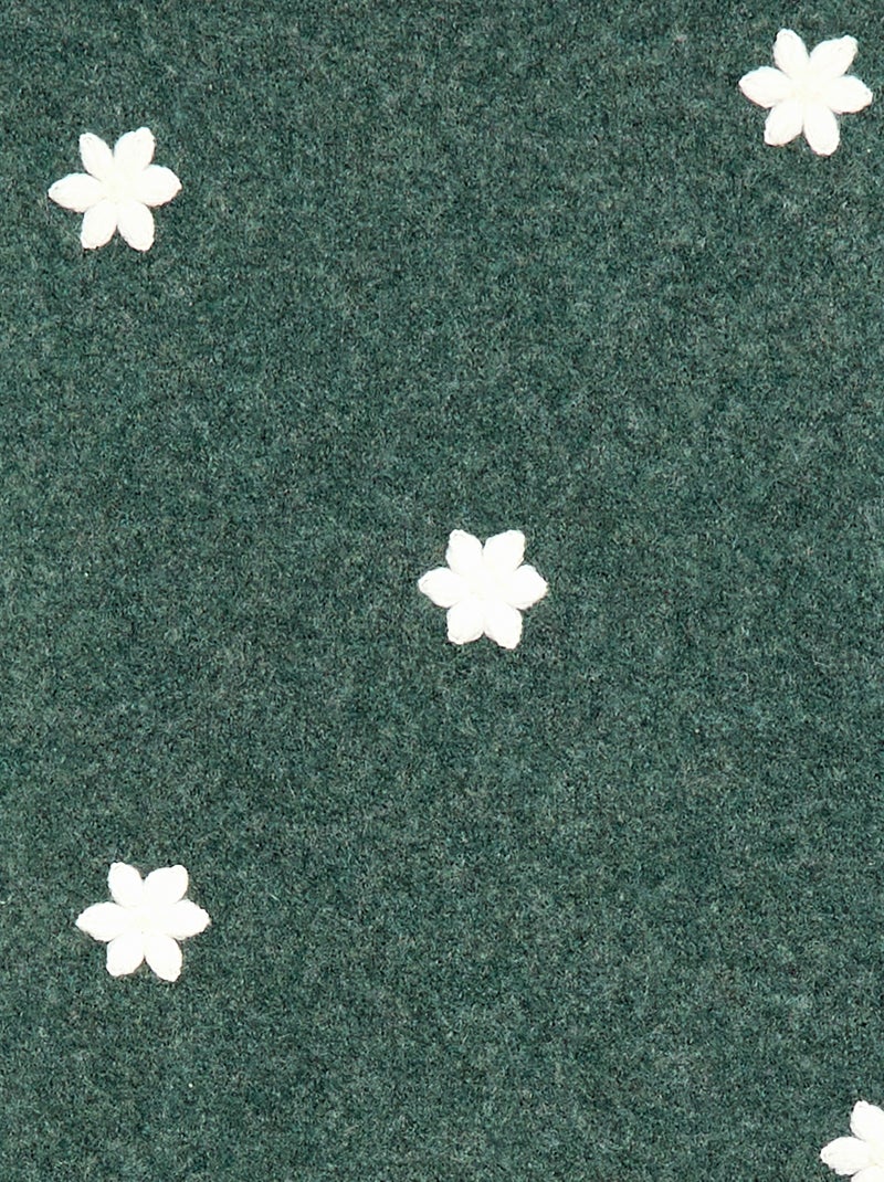 Camisola com bordados de flores Verde - Kiabi