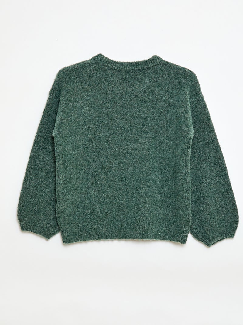 Camisola com bordados de flores Verde - Kiabi