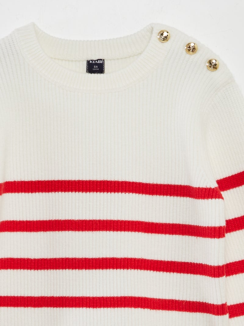 Camisola com botões à marinheiro BRANCO - Kiabi