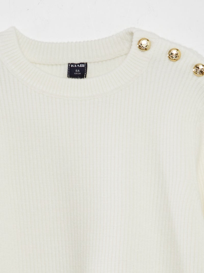 Camisola com botões à marinheiro BRANCO - Kiabi