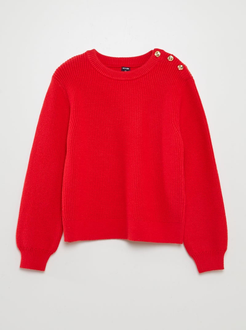 Camisola com botões à marinheiro VERMELHO - Kiabi