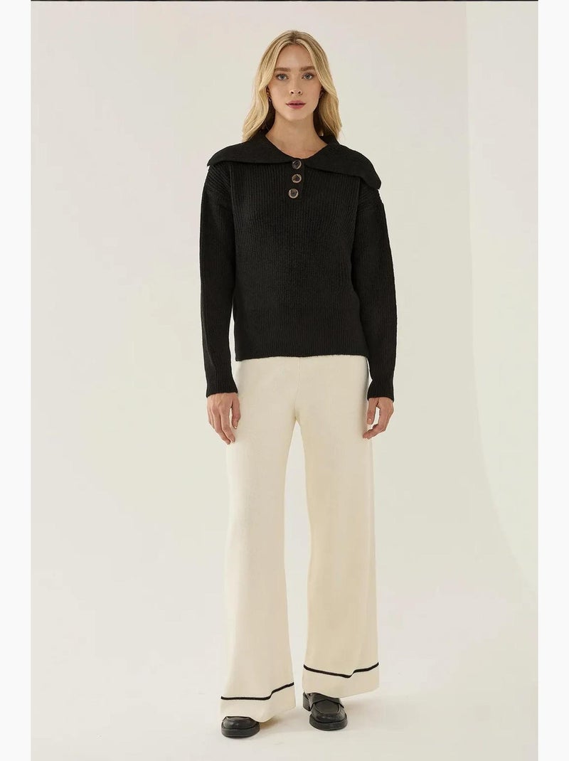 Camisola com botões e gola xaile hiccup Preto - Kiabi