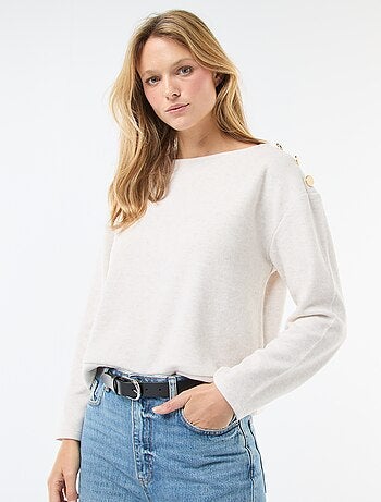 Camisola com botões fantasia dourados no ombro