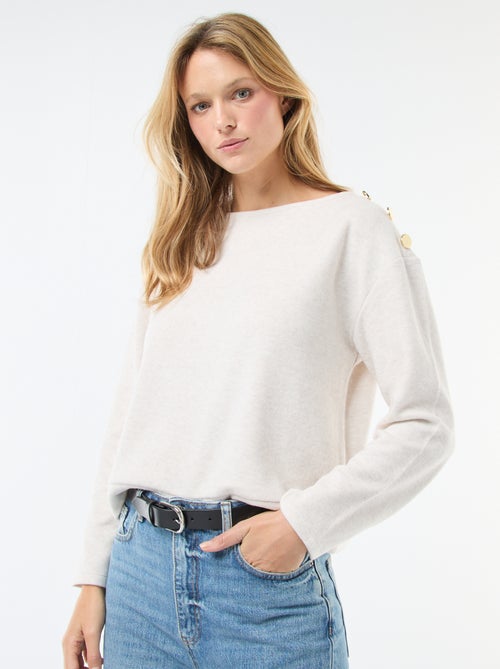 Camisola com botões fantasia dourados no ombro - Kiabi