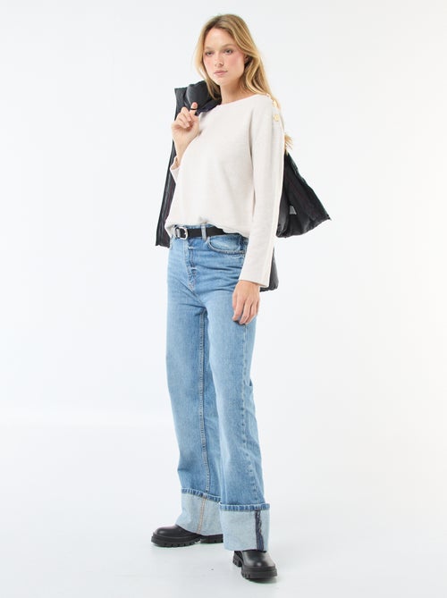 Camisola com botões fantasia dourados no ombro - Kiabi