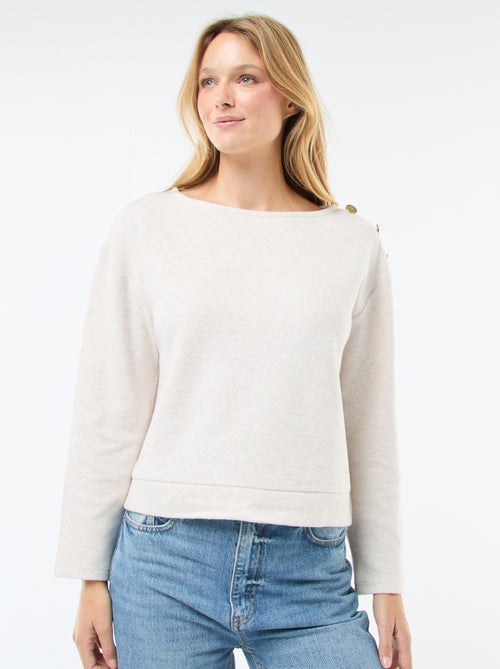 Camisola com botões fantasia dourados no ombro - Kiabi