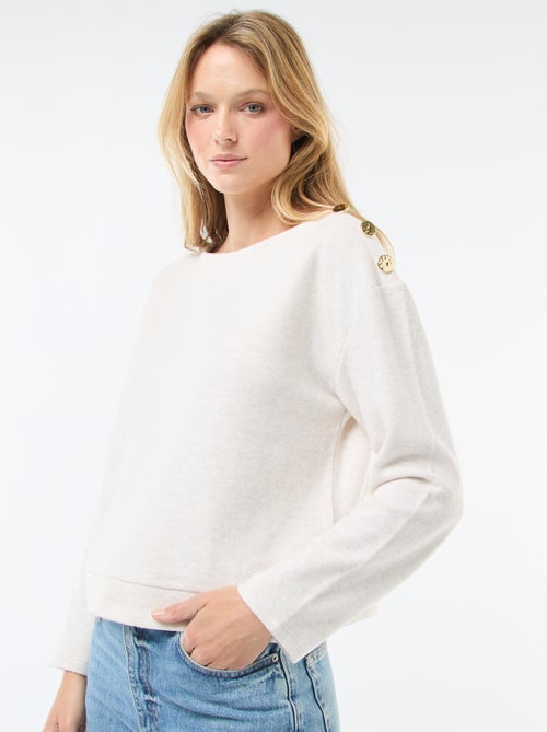 Camisola com botões fantasia dourados no ombro - Kiabi