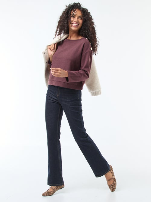 Camisola com botões fantasia dourados no ombro - Kiabi