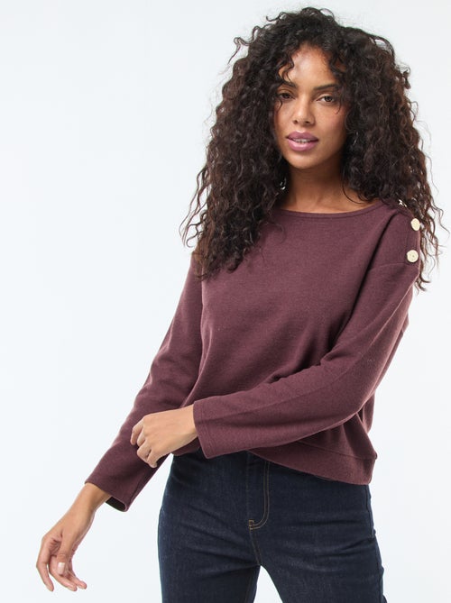 Camisola com botões fantasia dourados no ombro - Kiabi